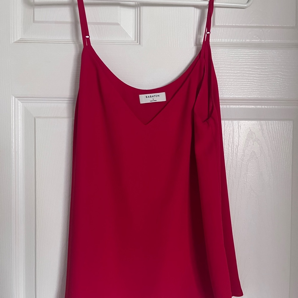 Babaton Red Asymmetrical Sleeveless Camisole